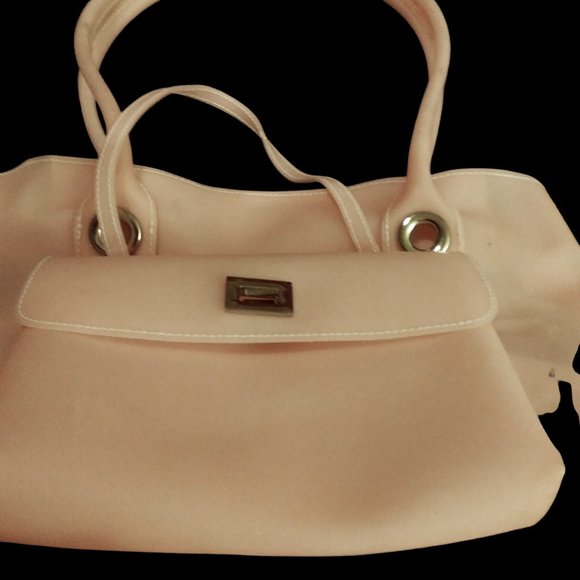 Two Piece Pale Pink Vinyl Bag Set, Purse Set, Handbag Set, 2pc Tote Set - Picture 11 of 16